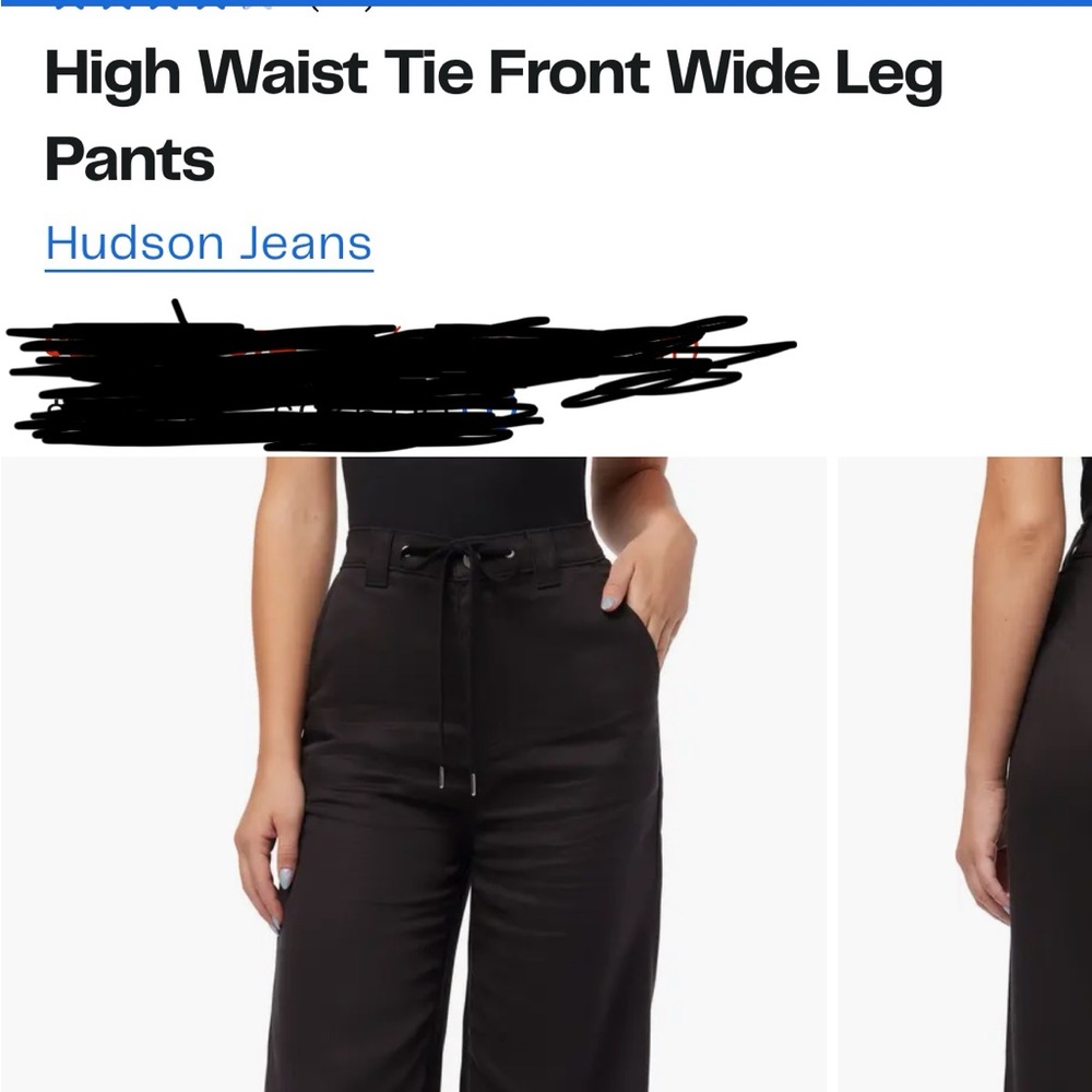 Hudson Jeans CasualWide-Leg Pants with Tie Front. Brand New W/Tag